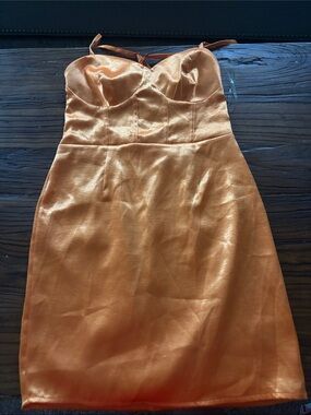wild fable Orange Satin Spaghetti-Strap Mini Dress